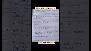 Longitudinal stress topicclass 11 physics chapter 9shorts class11 notes trending physics [upl. by Alios650]