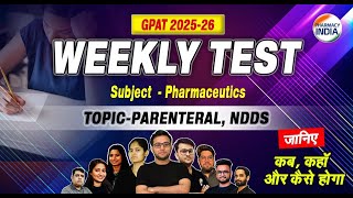 Pharmaceutics  Weekly Test  Parenteral amp NDDS  GPAT 2025  26 gpat2025 [upl. by Alicul206]