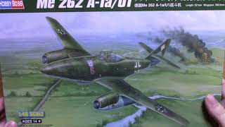 HobbyBoss 148 Me 262 A1aU1 in box preview [upl. by Aihtekal]