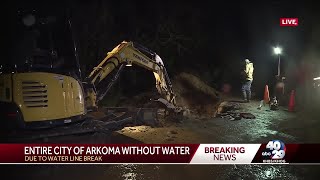 Arkoma without water as crews work to fix water line [upl. by Ailegnave]