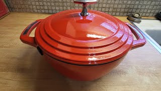 Unboxing 199300 Lodge USA Enamel 45QT Cherry on top Dutch Oven [upl. by Rossner894]