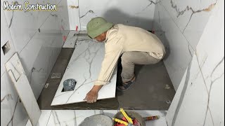 Techniques For Installing Large Format Ceramic Tiles 80x160cm For Family Bathroom Floors [upl. by Teilo]