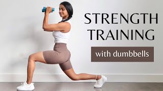 25 min STRENGTH TRAINING  Full Body Dumbbell Workout  PCOS friendly [upl. by Ainek677]