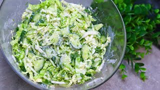 Leckerer Chinakohl Salat in 5 Minuten mit Gurke amp Joghurt Ich werde nie müde diesen Salat zu essen [upl. by Kissie37]