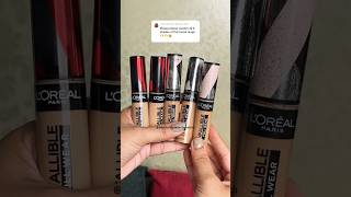 All 5 Shades of Loreal Paris Infallible Full Wear Concealers in one frame shorts [upl. by Horwitz]