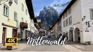 Mittenwald Germany  Sunny Winter Walk Through Beautiful Picturesque Village  4K 60fps [upl. by Brittan484]