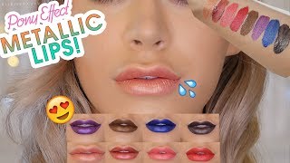 PONY EFFECT METALLIC MATTE LIP COLOR SWATCHES amp DEMO [upl. by Ahsinwad]