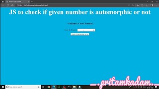 JavaScript Program to Check for Automorphic Number [upl. by Dolora557]