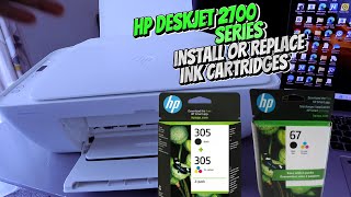 How To Install or Replace Ink Cartridges In HP Deskjet 2710e2700e Series Printer [upl. by Gusti234]