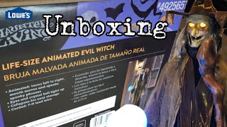 Lowes Lifesize Animated Evil Witch Unboxing Lowes Halloween 2022 [upl. by Bertrand]