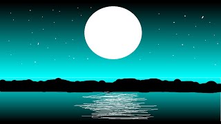 How to draw in ms paint  paint in computer Scenery of Moonlight Night [upl. by Esialb]