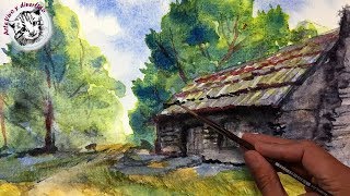 Curso de Acuarela 3  Como Pintar un Paisaje con Acuarelas Paso a Paso [upl. by Vershen]