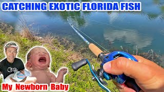 Catching EXOTIC Fish in Florida My Baby was Born Early [upl. by Lilas]