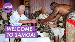 WATCH King and Queen Receive Colourful Traditional Welcome in Samoa [upl. by Marfe]