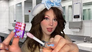 ASMR Hello Kitty Girl✨Gives You Ultimate MAKEOVER🎀 in the school bathroom📚 [upl. by Atnahc]