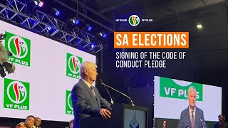 👏 Dr Pieter Groenewald FF Plus leader signs the pledge for the upcoming national election [upl. by Irej]