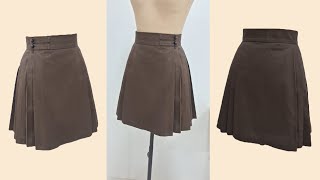 How to make pleated skirt  Mamian skirt  Easy sewing tutorial [upl. by Atteuqehs]