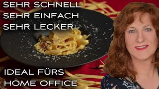 Tagliatelle in SchinkenSahneSauce ultimativ schnell einfach und lecker  Ideal fürs Home Office [upl. by Akinna461]