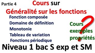 COURS SUR GENERALITES SUR LES FONCTIONS PARTIE 4 NIVEAU 1 BAC SM ET SEXP [upl. by Valeta]