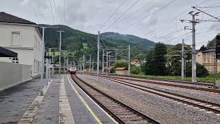 Durchfahrt des railjet 534 Ersatzgarnitur am 09062024 in Mürzzuschlag [upl. by Enoed565]