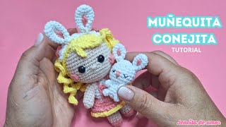 MUÑEQUITA CONEJITA 1 PARTETutorial Amigurumi Patrón en Video Español e Ingles [upl. by Doerrer]