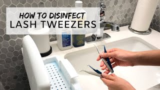 How To Disinfect Eyelash Extension Tweezers step by step [upl. by Ecirtaemed]