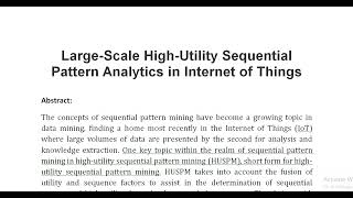 Large Scale High Utility Sequential Pattern Analytics in Internet of Things [upl. by Mcgill]