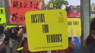 Street vendors protest against overpolicing in NYC [upl. by Sirtimed268]