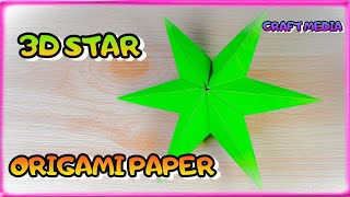 Origami 3D Paper Star  How to make Christmas paper star  Origami Craft Media [upl. by Graniela]