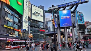 4K 🇨🇦 Friday Night YongeDundas Square Downtown Toronto Walking Tour  Eaton Centre Ontario Canada [upl. by Rotciv515]