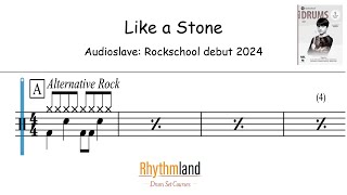 Drum score for beginners Like a Stone  Rockschool Grade Debut drums 2024 [upl. by Esetal]