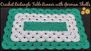 Crochet Rectanguler Table Runner with German shell stitch  English Tutorial [upl. by Bultman]