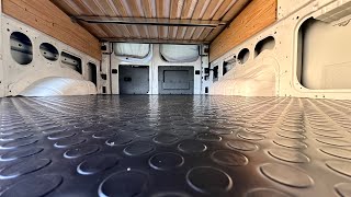 Installing Polyvinyl RubberLike Flooring In My Conversion Van [upl. by Nodnnarb131]