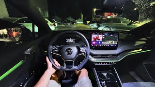 Skoda Enyaq iV 80X Sportline 2022 Test Drive POV at Night [upl. by Adaj]