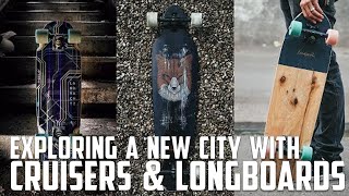 LONGBOARDS amp CRUISERS EXPLORING A NEW CITY [upl. by Sabelle]