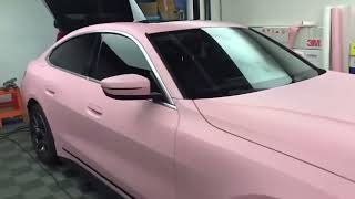 CAXVINYL Factory Direct HD PET Liner Flat Matte Macaron Taffy Pink Car Wrap [upl. by Ithnan]