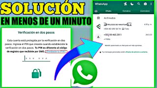 OLVIDASTE el PIN de VERIFICACIÓN de DOS PASOS en WhatsApp SOLUCIÓN Fácil y rápido [upl. by Chantal534]