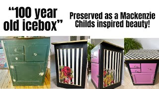 100 Year Old Icebox Preserved as a Mackenzie Childs Inspired Piece Home Decor Furniture painting [upl. by Appel]