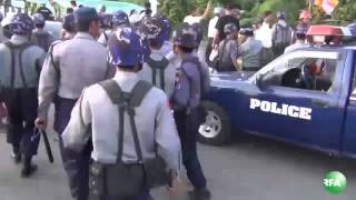 Copper mine protest marchers at Sagaing Bridge [upl. by Ahsya241]