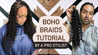 How To Do Boho Knotless Box Braids [upl. by Nabru]