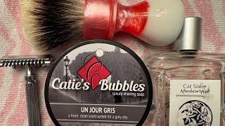 Wet Shaving bbslive vetiverweek with Catie’s Bubbles Un Jour Gris and Tom Ford Grey Vetiver [upl. by Fraase]