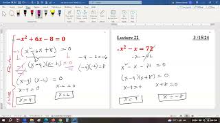 Lec22 Sec667 M23 Sp24 DMFA solving quadratic equations amp RealLife application of Quadratic [upl. by Elicia]