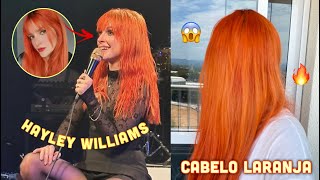 Pintando o cabelo de laranja flamingo kamaleão  Pintando o cabelo da mesma cor da Hayley Williams [upl. by Ettelliw177]