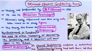 Skinners Operant Conditioning TheoryInstrumental ConditioningFor all Teaching Exams [upl. by Leela]