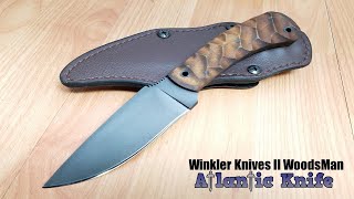 WINKLER KNIVES II WOODSMAN SCULPTED MAPLE WOOD HANDLE FIXED DROP BLADE KNIFE 027 [upl. by Peednama]