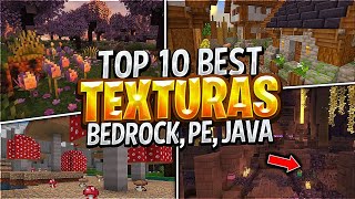 😯Top 10 TEXTURE PACKS para MINECRAFT 120  12060 BedrockPE TEXTURAS PARA MINECRAFT PE 120 [upl. by Ahsirtap580]