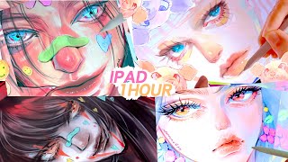 ✍🏻 quot1 HOURquot SATISFIED IPAD DRAWING SOUND  ASMR  ✍🏻 [upl. by Enylorac]