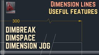 Autocad  Useful features for Dimension lines dimbreak dimspace jog [upl. by Ahtnammas959]