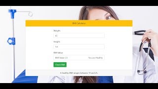 Basic Project BMI Calculator in JavaScript HTML and CSS  Body Mass Index [upl. by Ardin]