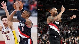 Damian Lillard Game Winner Lonzo Ball 0 Points Lakers vs Blazers 201718 Season [upl. by Dorolisa673]